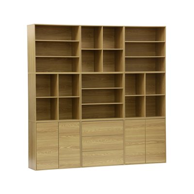 Kit étagère, bibliothèque modulable décor bois 9 éléments KOMPO SWEEEK