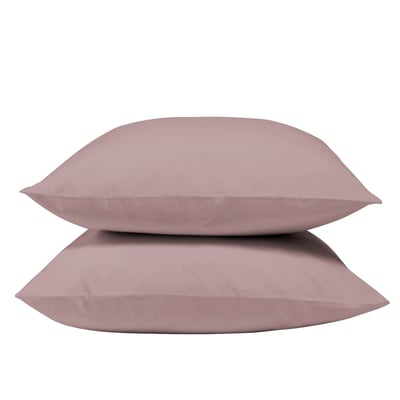 Lot de 2 Taies d'oreiller unie PERCALE DE COTON BLEU CALIN