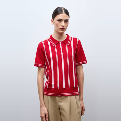 Polo rayé en maille à manches courtes MONOPRIX