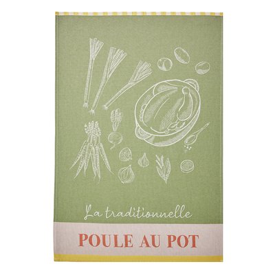 Torchon imprimé en coton, L'ART DE LA POULE AU POT COUCKE
