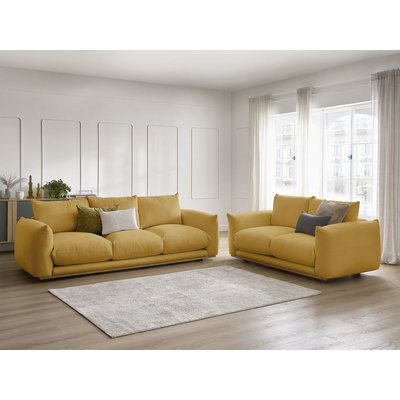 Canapé droit fixe 5 places en tissu lisse, ERNEST BOBOCHIC