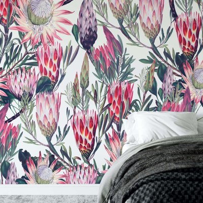 Papier peint botanique avec fleurs tropicales - 510x260 cm (l x h) LA TOUCHE ORIGINALE