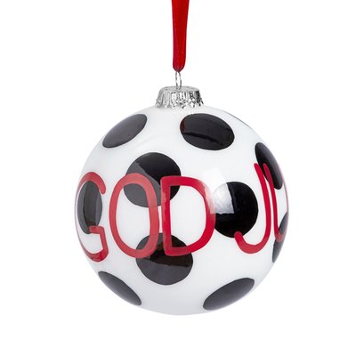 Boule de noël décorative à motif et écritures en verre D8 SIA DECO