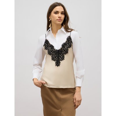 Chemise bimatière en 95% coton, 5% élasthanne. Deuxième tissu : 100% polyester OLTRE