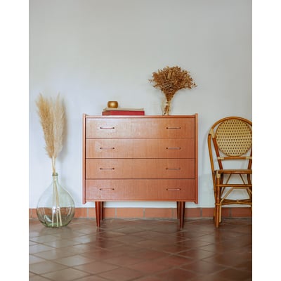 Commode scandinave ambrée Olga N°691 - Bon état DEBONGOUT