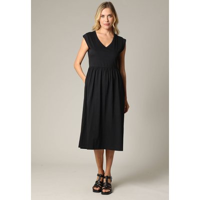 Robe longueur midi à manches courtes avec col V et taille froncée AYNA DEELUXE