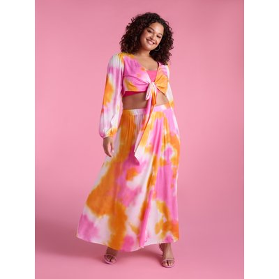 Blouse avec nœud sur le devant en voile à imprimé tie and dye FIORELLA RUBINO