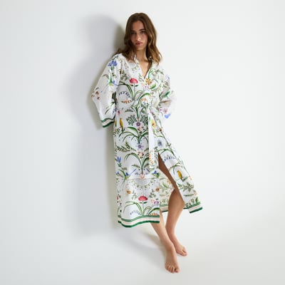 Kimono long col kimono en satin BOTANIC LAURENCE TAVERNIER