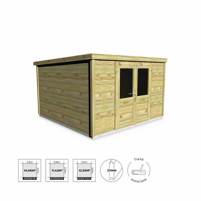 Abri de jardin bois de sapin 13m² traité autoclave Ep.27mm VALLOIRE SWEEEK