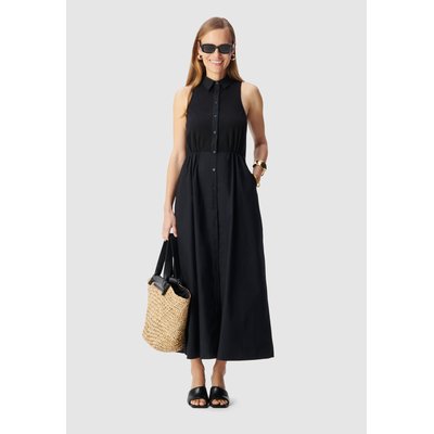 Robe longue boutonnée bi-matière IKKS