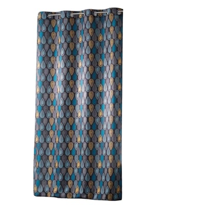 Rideau a oeillets polyester imprime Palpito Anthracite 140 x 260 cm EDEN