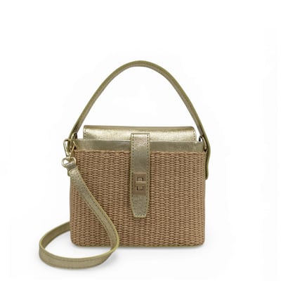 Mini-sac à main en cuir et raphia SIENNA OH MY BAG