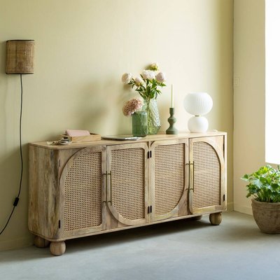 Buffet en bois de manguier et cannage  THORA MADE IN MEUBLES 