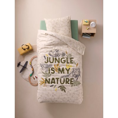 Parure housse de couette + taie oreiller enfant GREEN JUNGLE, avec coton recyclé VERTBAUDET