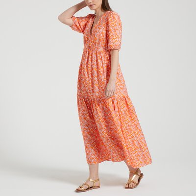 Bedrucktes Maxikleid mit V-Ausschnitt SEE U SOON