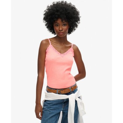 Caraco côtelé Essential en coton bio à liseré en dentelle SUPERDRY