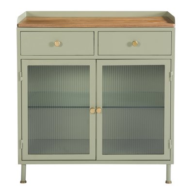 Buffet 2 portes 2 tiroirs en métal, manguier et verre - MARNIE RENDEZ-VOUS DÉCO