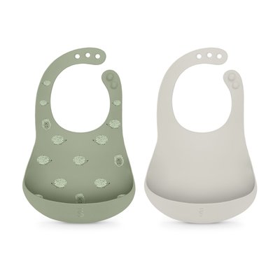 Lot de 2 bavoirs silicone Colour Essence gris et sauge SUAVINEX