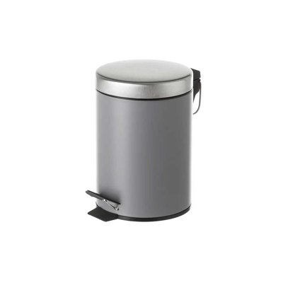 Poubelle Ronde à Pédale en Métal Gris Foncé - 3L WADIGA