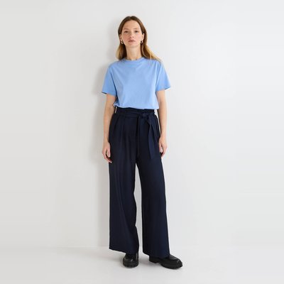 Pantalon large ceinturé, contenant du polyester recyclé, certifié GRS MONOPRIX