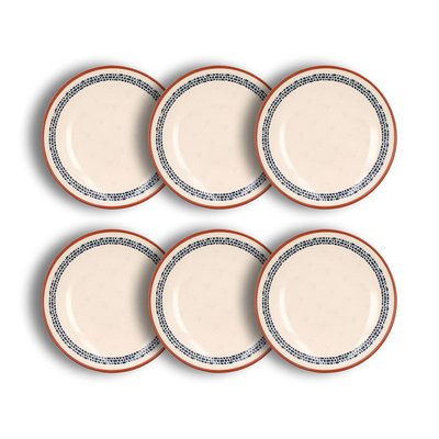 Lot de 6 assiettes plates en faïence 25cm, AMATXI NOVASTYL