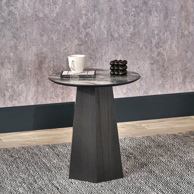 Maelis Faux Marble & Wood Side Table SO'HOME