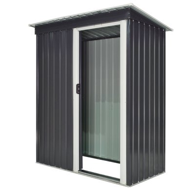 Abri de jardin - remise pour outils - cabanon porte coulissante - tôle d'acier noir blanc OUTSUNNY