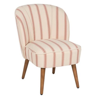 Fauteuil crapaud beige rayures terracotta 54x64x73cm WADIGA
