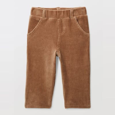 Pantalon taille élastique uni en velours maille contenant du coton BOUT'CHOU