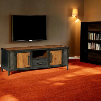 Meuble TV industriel teck et métal CLEVELAND PIER IMPORT