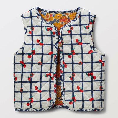 Gilet sans manches réversible carreaux et imprimé en coton BOUT'CHOU