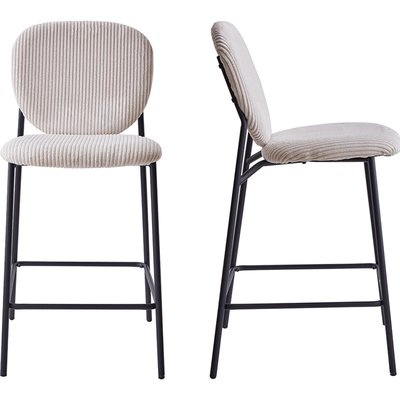Lot de 2 tabourets de bar en velours côtelé - BETTY HOMIFAB