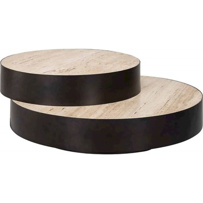 Table basse ronde élégante en travertin RECOLLECTION
