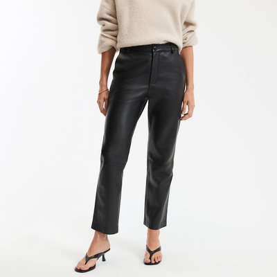 Pantalon droit en cuir de mouton, longueur 7/8ème LA REDOUTE COLLECTIONS