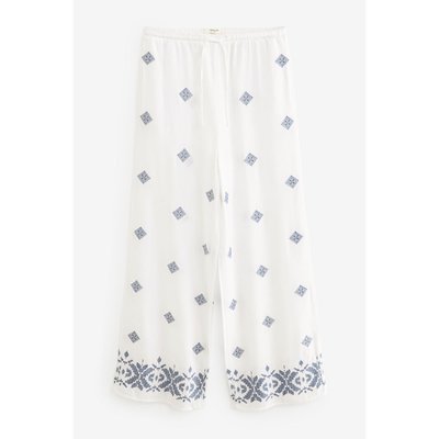 Pantalon large brodé contenant du lin NEXT