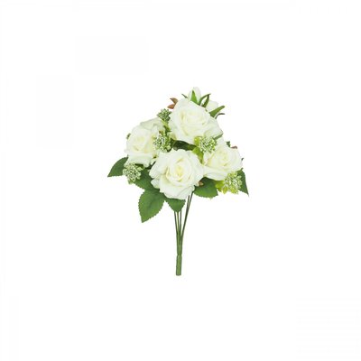 Bouquet artificiel de roses 32cm blanc lot de 2 LIGNE DECO