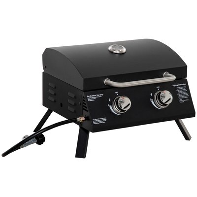 Barbecue à gaz de table portable 2 brûleurs 5 kW noir OUTSUNNY