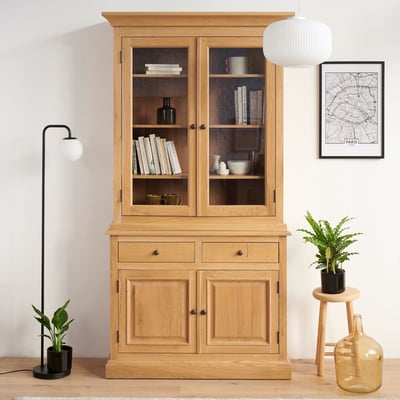 Buffet vaisselier en chêne 2 portes vitrées 2 tiroirs 2 portes bois - VICTORIA HELLIN, DEPUIS 1862