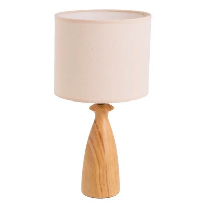 Lampe à poser en céramique effet bois et abat jour beige 22x22x43cm WADIGA