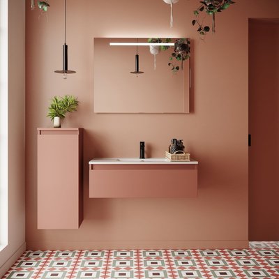 Ensemble vasque intégrée 1 tiroir + colonne à gauche - HUDSON HOMIFAB