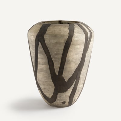 Vase Hedi aus bemaltem Glas mit matten Streifen, H35,5 cm AM.PM