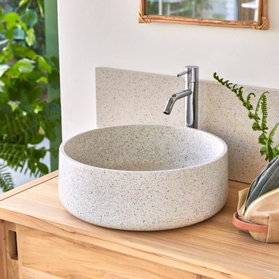 Vasque ronde en terrazzo premium white MILOS TIKAMOON