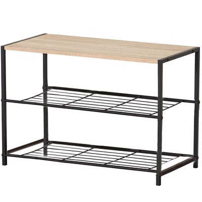 Étagère à chaussures en bois et métal noir 63x30x43cm WADIGA