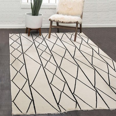 Tapis salon et chambre fait main en laine motif scandinave ELARA UN AMOUR DE TAPIS