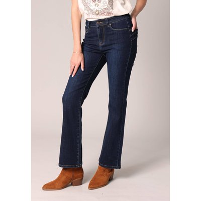 Jean bootcut à taille haute, coupe évasée et denim stretch
 ALICIA DEELUXE
