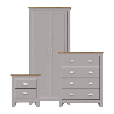 Grey Oak Effect Finish 3 Piece Bedroom Set SO'HOME