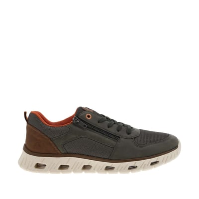 Sneakers marine à semelle blanche ajourée avec empiècements marron RIEKER