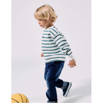 Sweat en coton peigné à rayures et imprimé ZIPPY