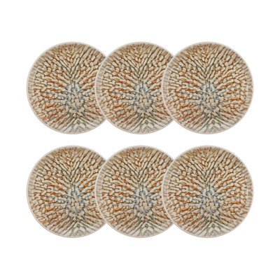 Lot de 6 assiettes à dessert en grès 20cm, AMBRE NOVASTYL