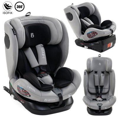 Bebelissimo - Siège auto Isofix - pivontant 360 ° - 40-150 cm -  0-36kg- i- Evol - gris claire BEBELISSIMO J'AIME